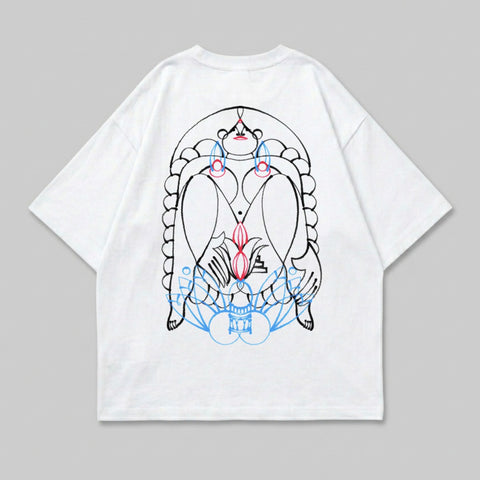 White intricate abstract graphic line art t-shirt product type