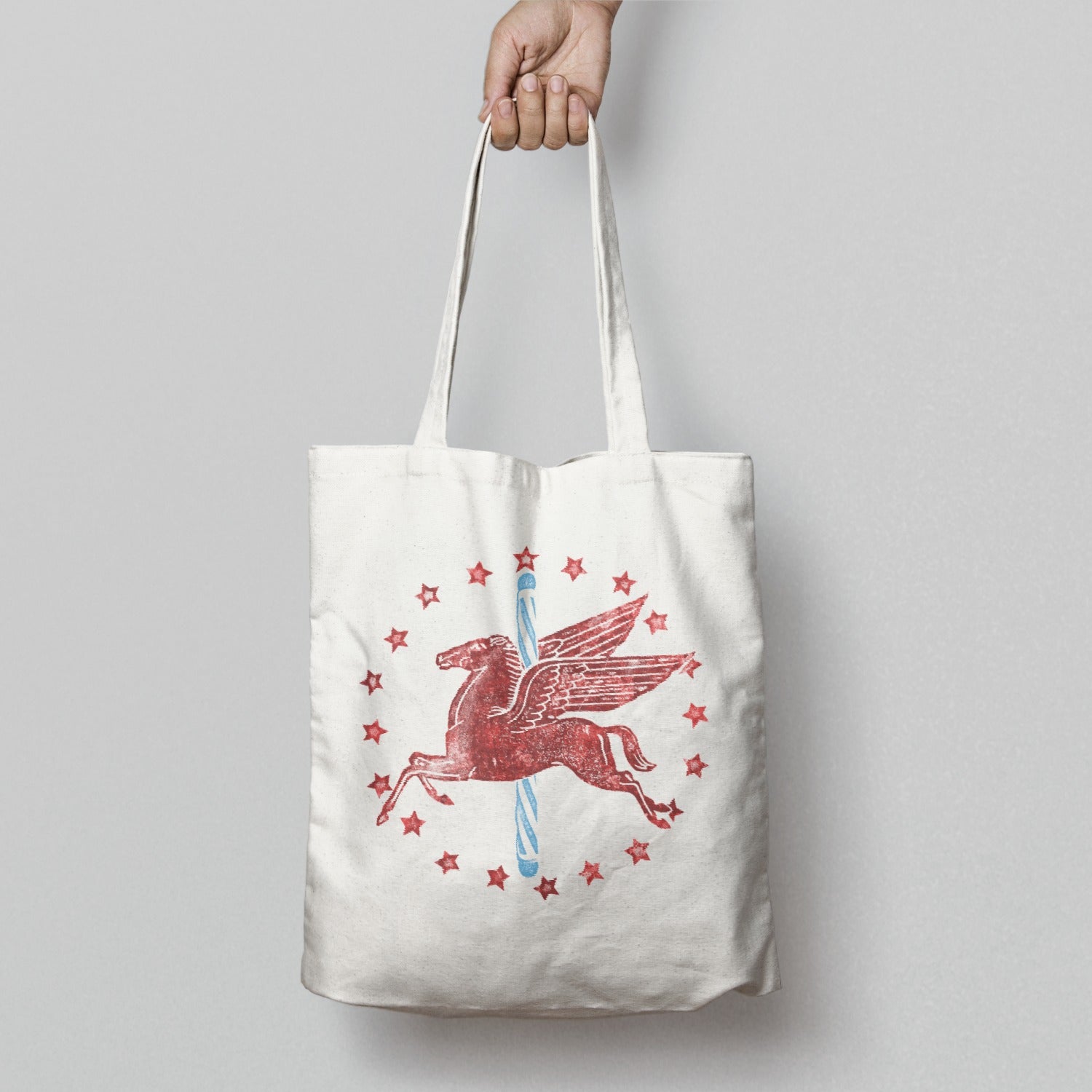 Red Winged Pegasus Emblem White Tote Bag Product