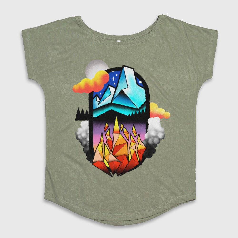 Colorful Geometric Mountain and Fire T-Shirt Product