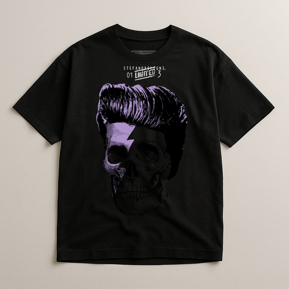 Skull and Hairstyle Graphic Design T-shirt