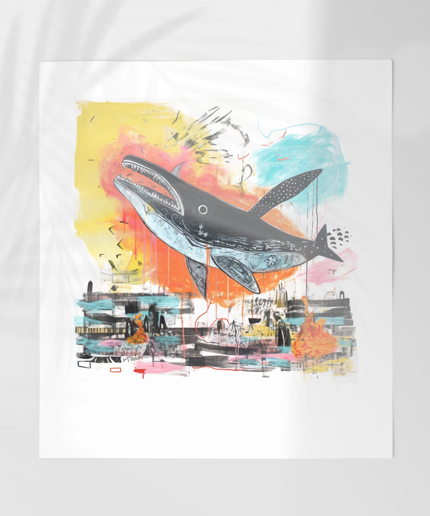Colorful Whale Illustration Splash Art Print product type