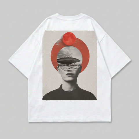 Surreal Fish Head Red Sun Ocean Waves Grunge Collage product type