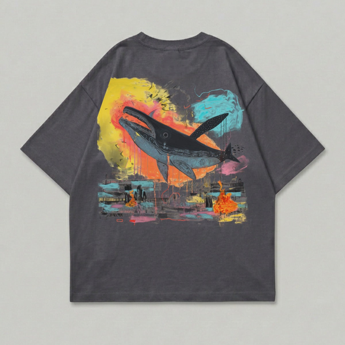 Jumping Whale Ocean Art Vibrant Abstract Graphic T-shirt
