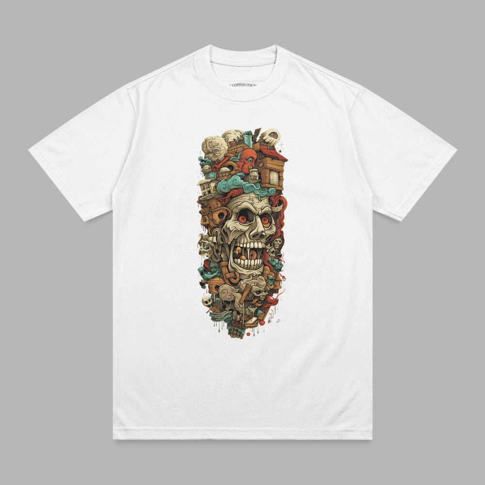 Intricate Urban Monster Skull Illustration Graphic product type