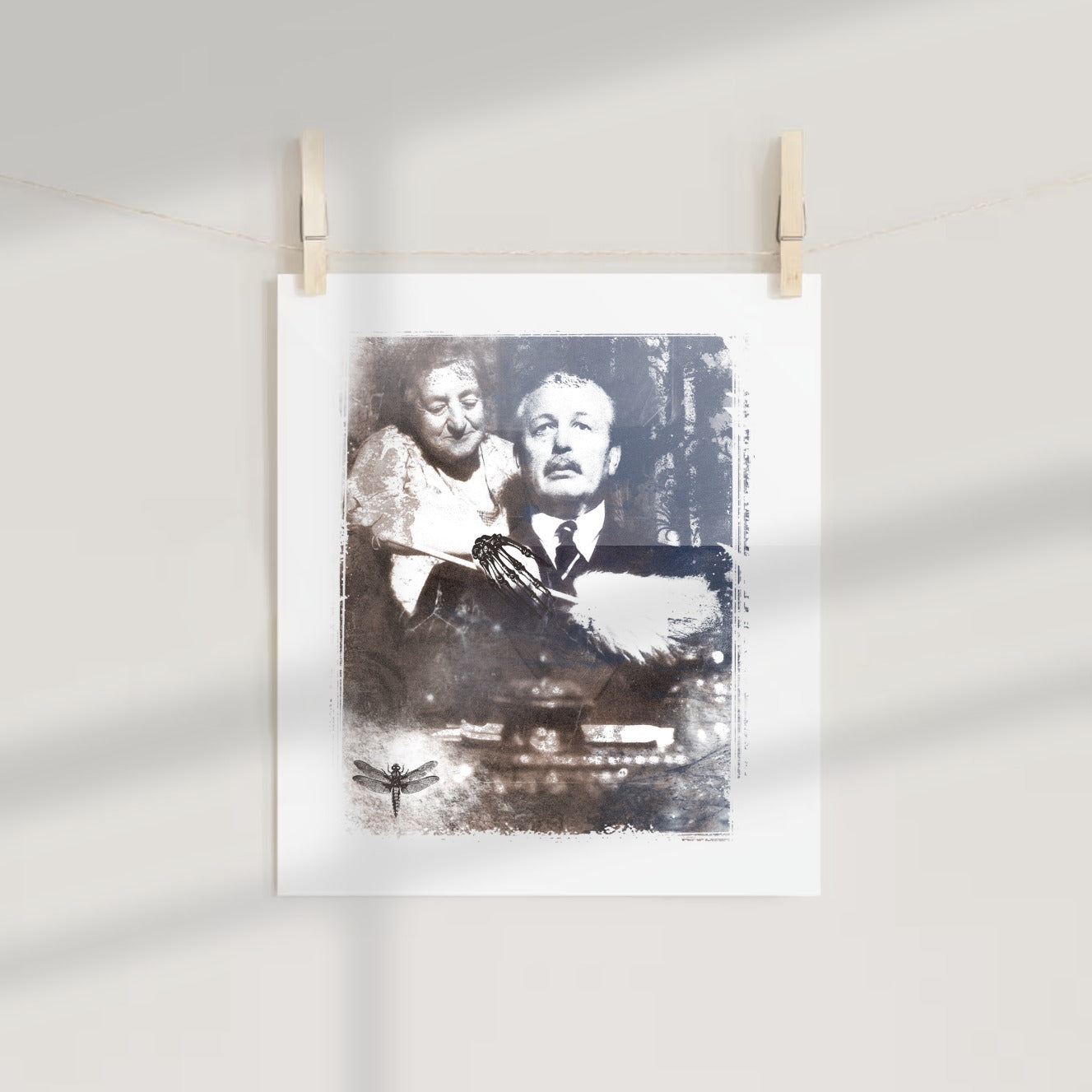Vintage-style Art Print with Historical Portrait