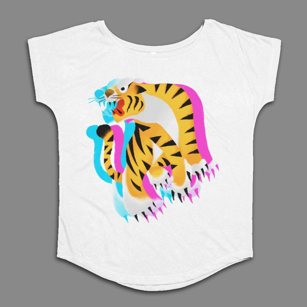Vibrant Multicolored Tiger Illustration Shirt