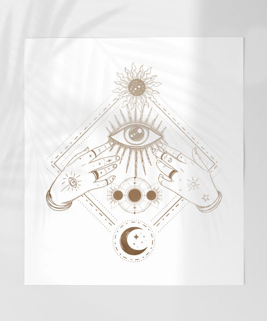 Mystical Eye Hand Sun and Moon Poster Artwork Decor