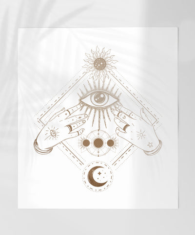 Mystical Eye Hand Sun and Moon Poster Artwork Decor