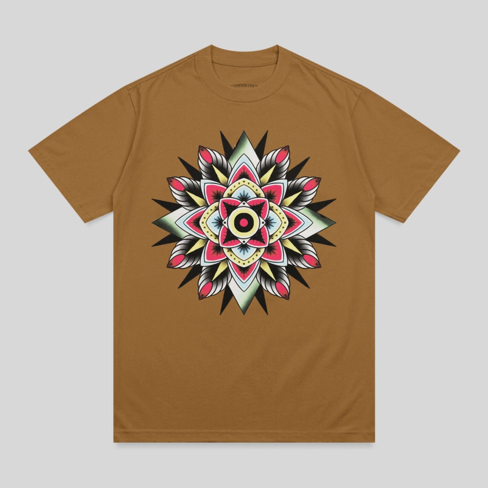 Brown Colorful Mandala Star Design Shirt Cotton Co product type