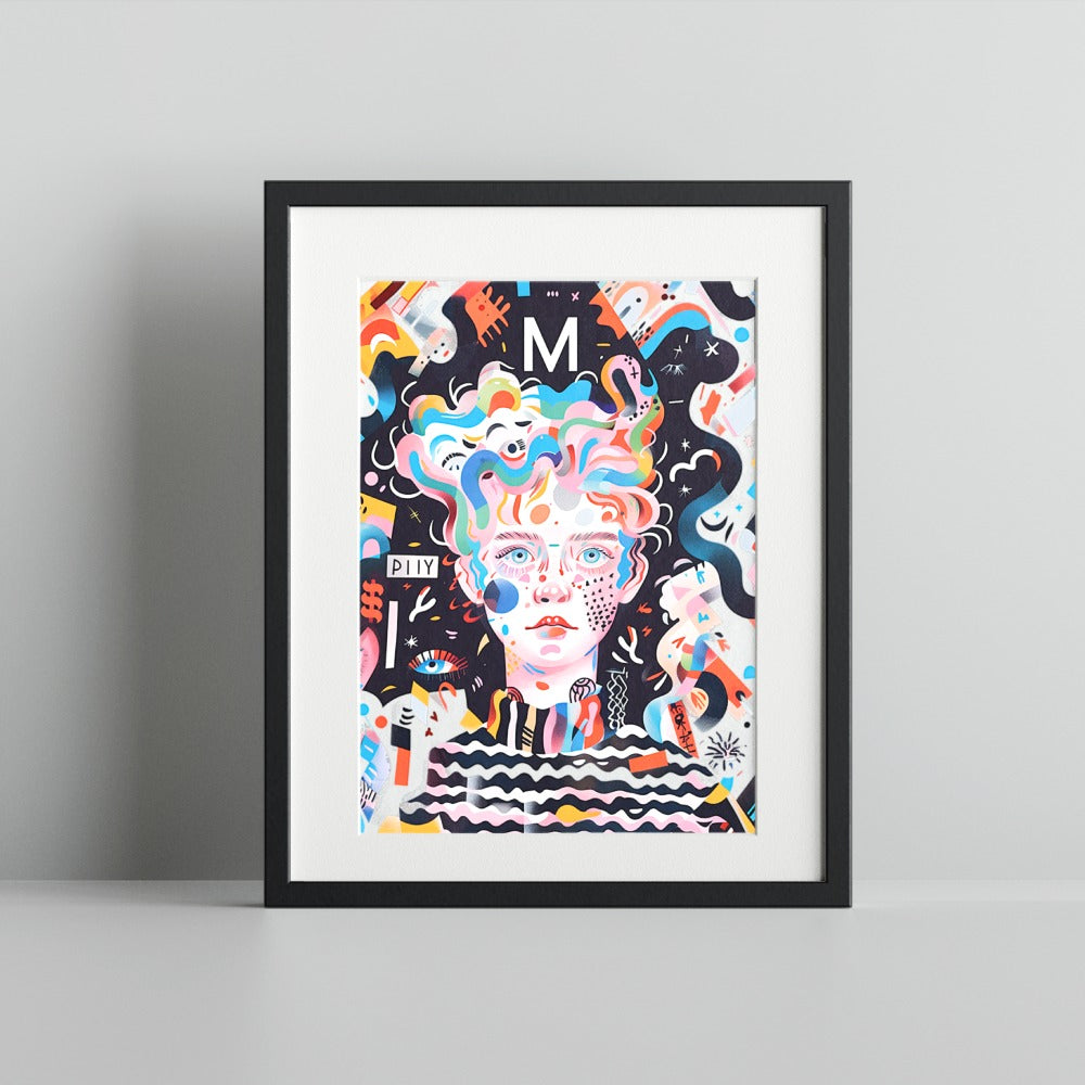 Colorful Abstract Art with Person Portrait Wall Print