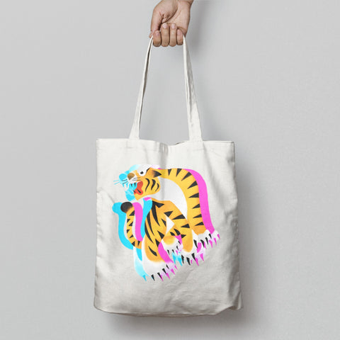 Colorful Tiger Artwork Tote Bag for Everyday Use