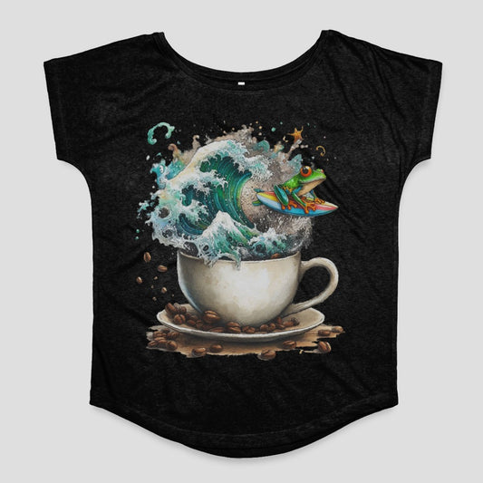 Frog Surfing In Coffee Cup Graphic T-Shirt