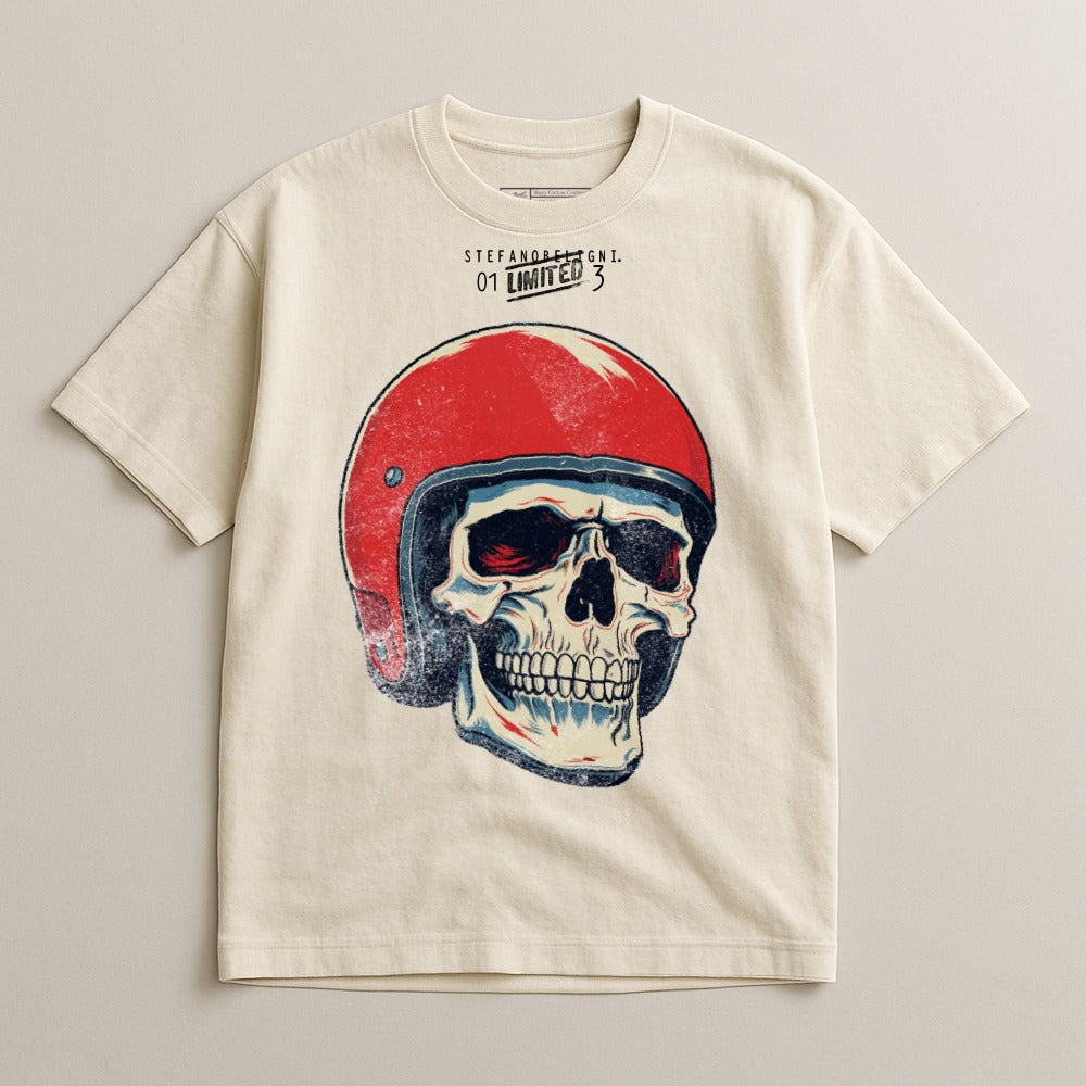 Skull with Red Helmet Graphic Design Shirt