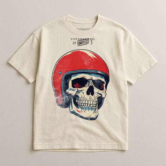 Skull with Red Helmet Graphic Design Shirt