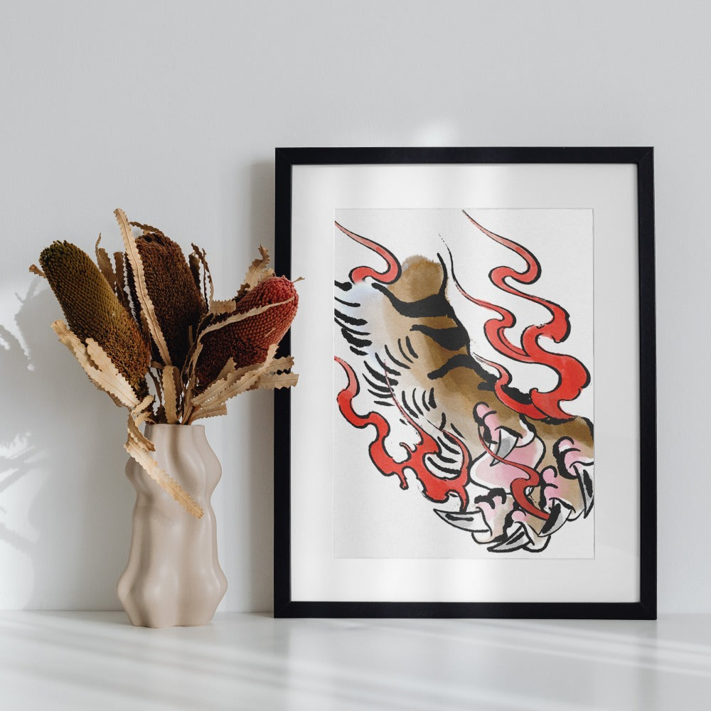 Abstract Tiger Claw with Flame Art Print Product