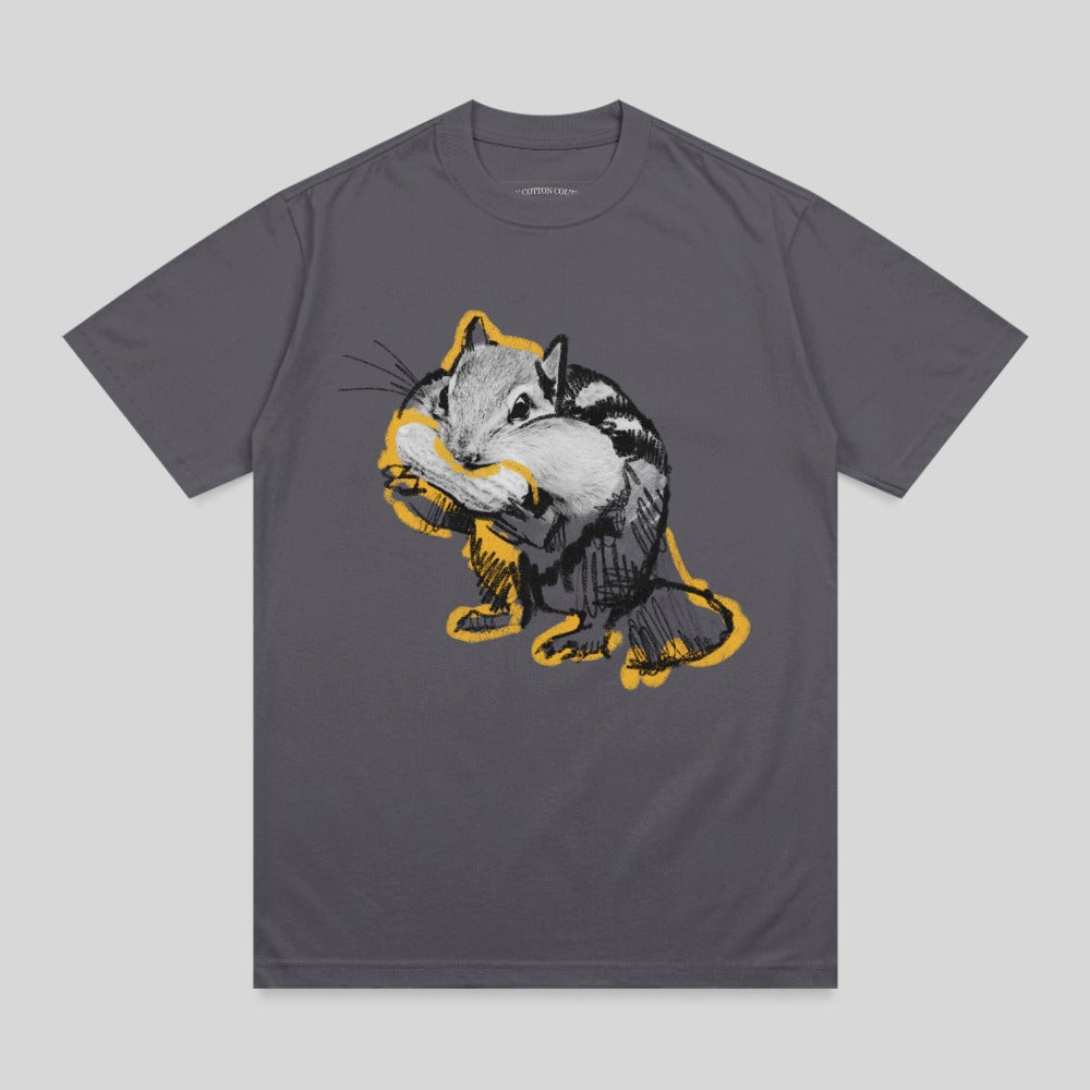 Grey Chipmunk Graphic Full Cheeks Squirrel T-shirt