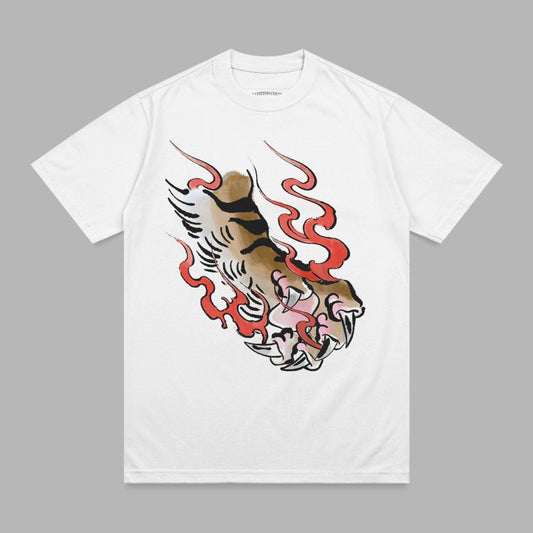 Flaming Tiger Claw Japanese Art Inspired White product type