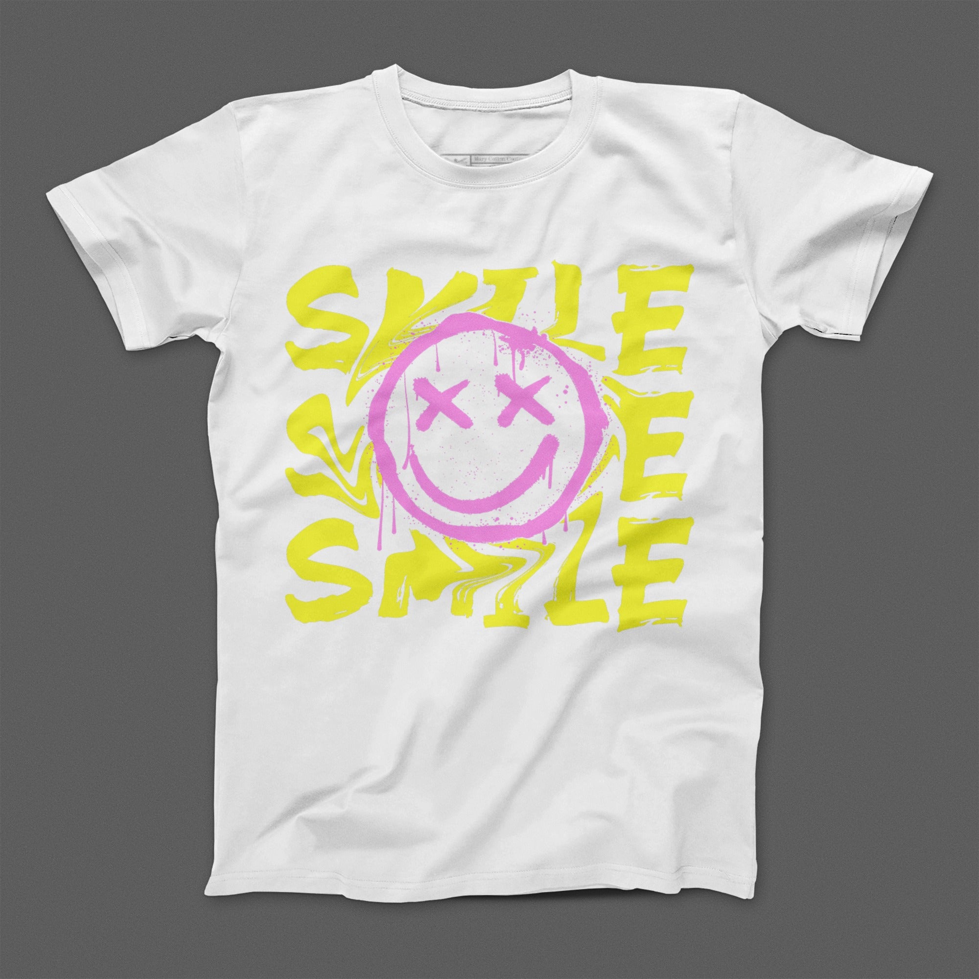 Smile Face Design with Yellow Lettering T-Shirt