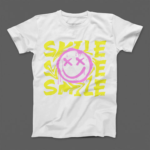 Smile Face Design with Yellow Lettering T-Shirt