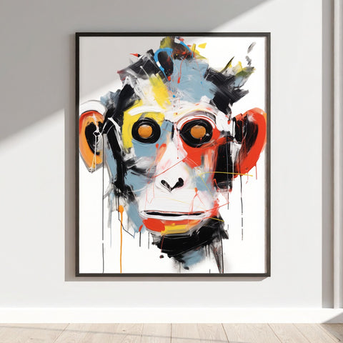 Colorful Abstract Monkey Art Unique Wall Decor