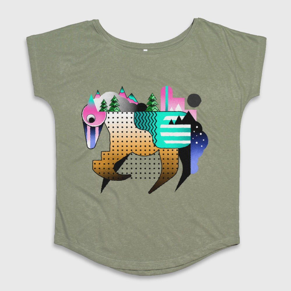 Abstract Geometric Print Green Short Sleeve Shirt