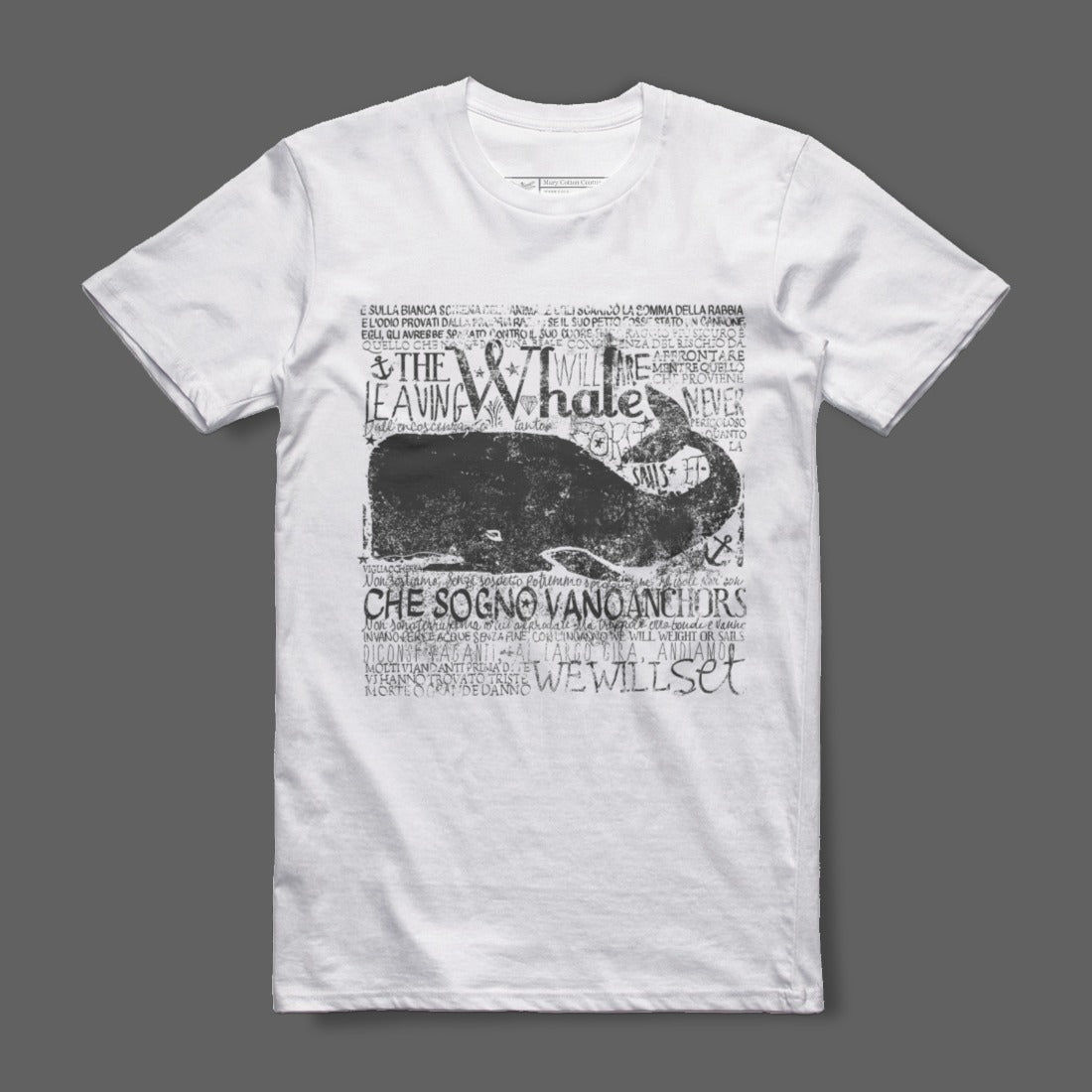 Vintage Whale Graphic Print White T-shirt