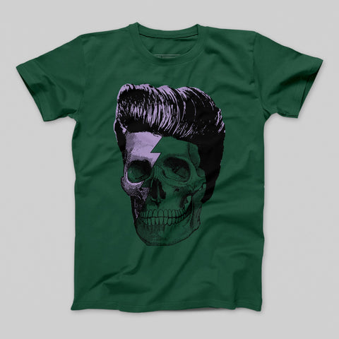 Skull and Hair Lightning Bolt Graphic T-Shirt