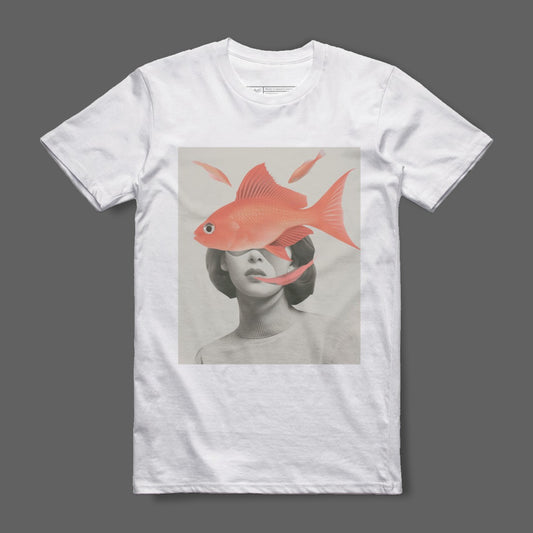 Unique Graphic Tee with Artistic Fish Design