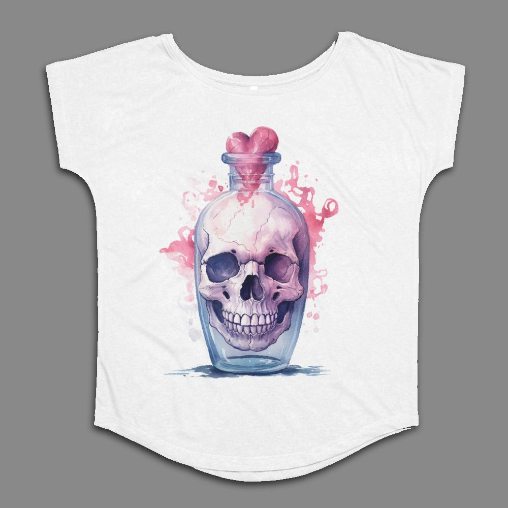 Skull In Bottle with Heart Graphic Tee Shirt