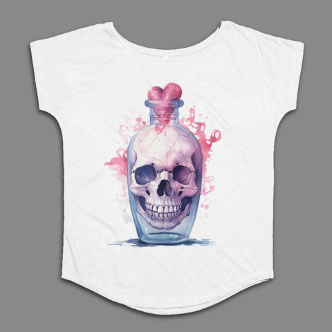 Skull In Bottle with Heart Graphic Tee Shirt