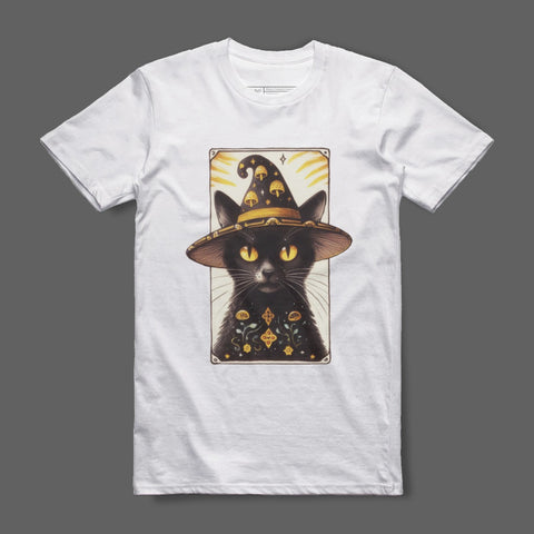 Enchanted Cat Wizard Graphic Design T-Shirt