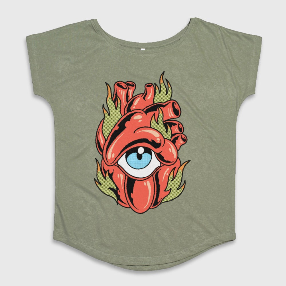 Eye in Heart Graphic Print Tee Unique Design Shirt