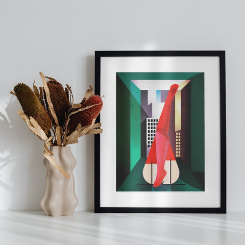 Abstract Art Print Framed Modern Deco Geometric Artwork