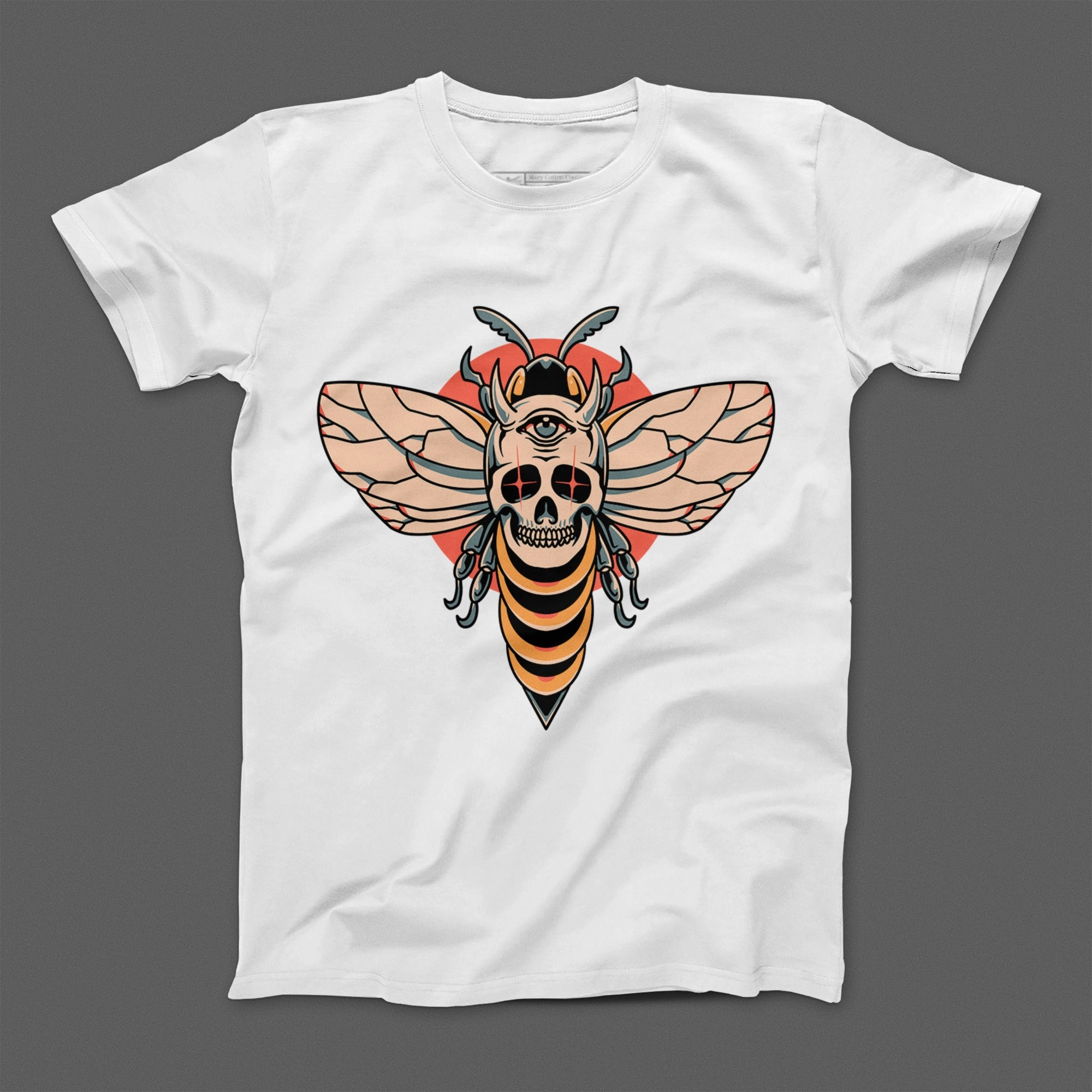 Skull and Moth Graphic Design T-Shirt Product