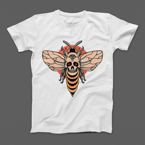 Skull and Moth Graphic Design T-Shirt Product