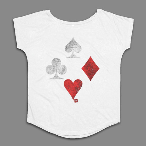 Playing Card Suits White Graphic Print Shirt