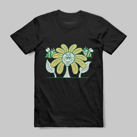 Happy Flower and Bees Graphic Design Shirt