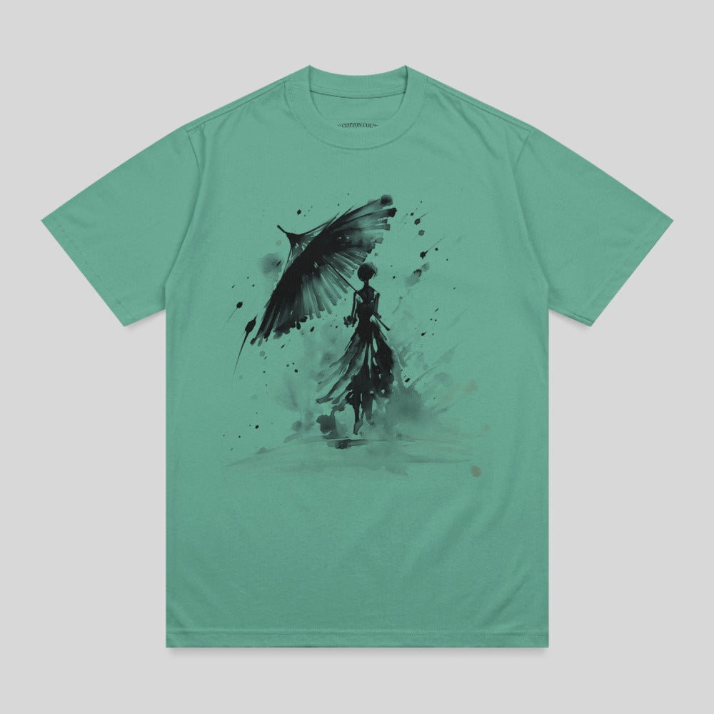 Mysterious Woman Umbrella Ink Splatter Green product type