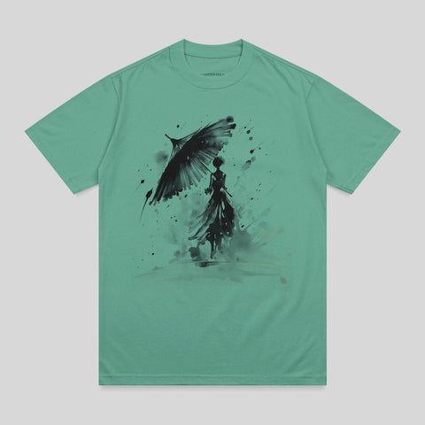 Mysterious Woman Umbrella Ink Splatter Green product type
