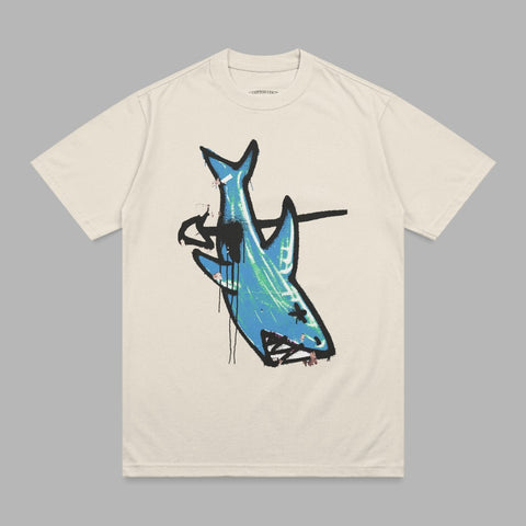 Cream Inverted Blue Graffiti Shark Art product type