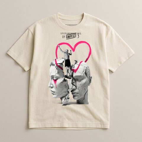 Abstract Art Heart and Statues Graphic T-Shirt