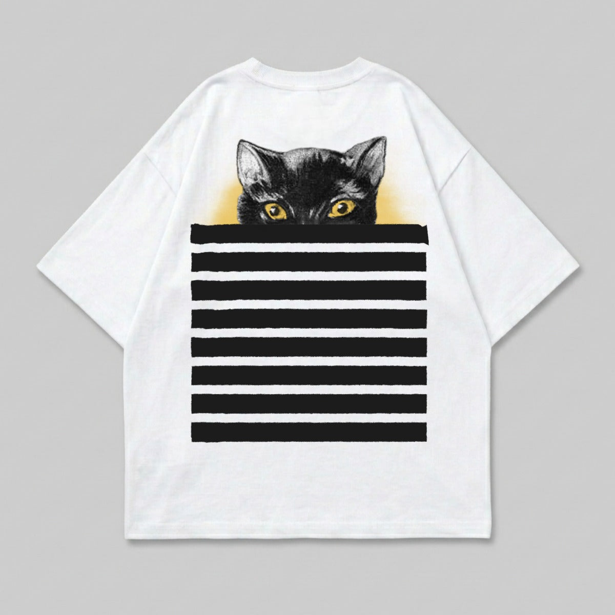 Peeking Black Cat Yellow Eyes Horizontal Stripes product type