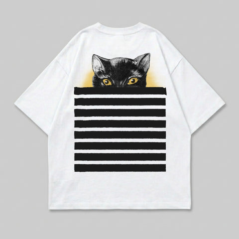 Peeking Black Cat Yellow Eyes Horizontal Stripes product type