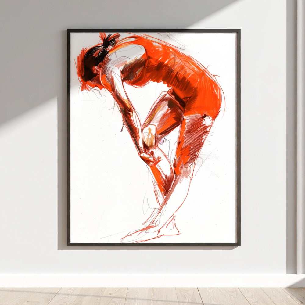Abstract Red Figure Modern Art Print Wall Decor