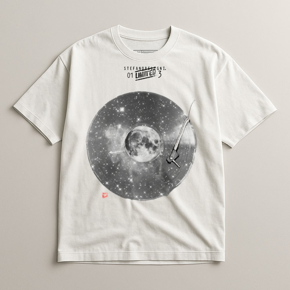 Vinyl Record Design Moon Graphic T-Shirt