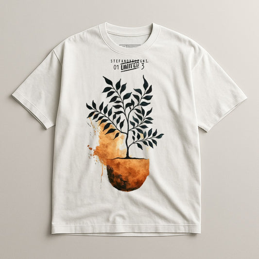 Plant Artwork White Graphic Short Sleeve T-shirt