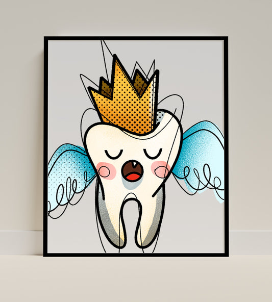 Cute Tooth Fairy with Crown Wall Art Decor
