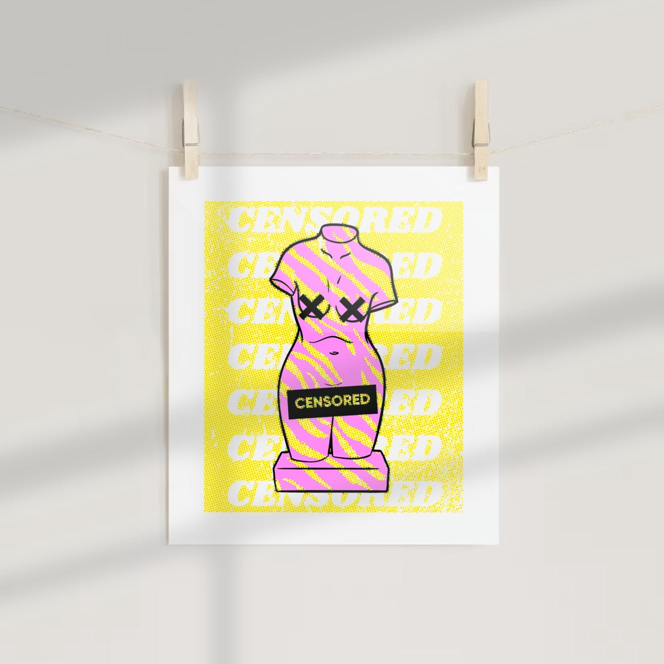 Censored Mannequin Graphic Art Print in Bold Yellow