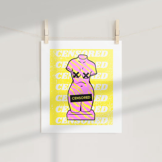 Censored Mannequin Graphic Art Print in Bold Yellow