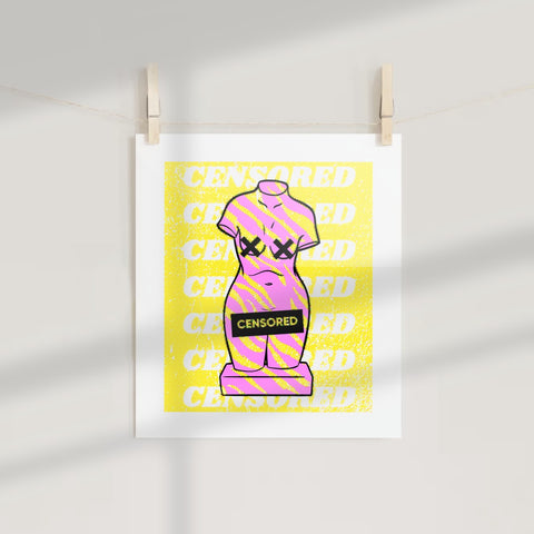 Censored Mannequin Graphic Art Print in Bold Yellow